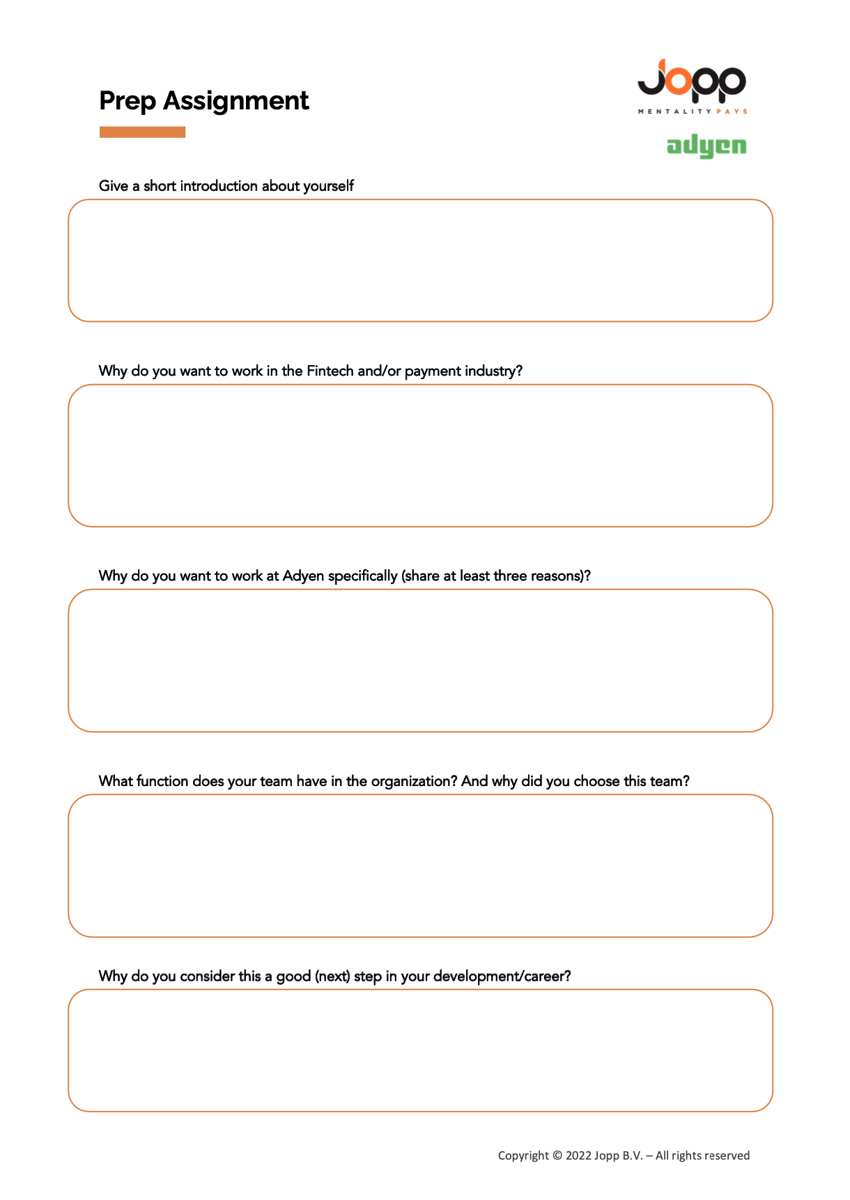 Prep assignment Adyen